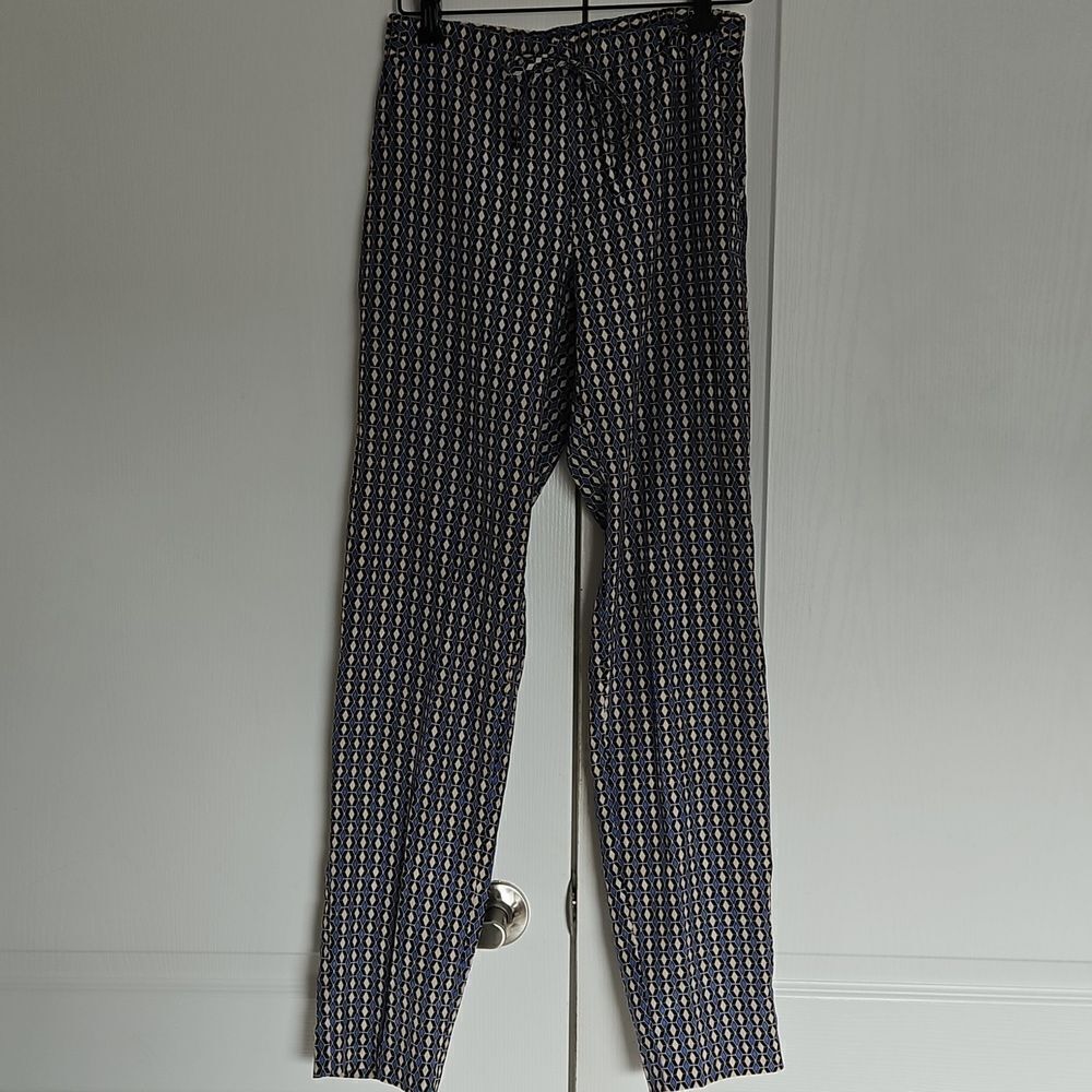 Joe Fresh Women's Polyester Elastic Waist Pants XS Blue & Cream